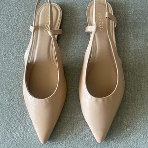 Arezzo Ballet Flat Slingback Light Pink Leather